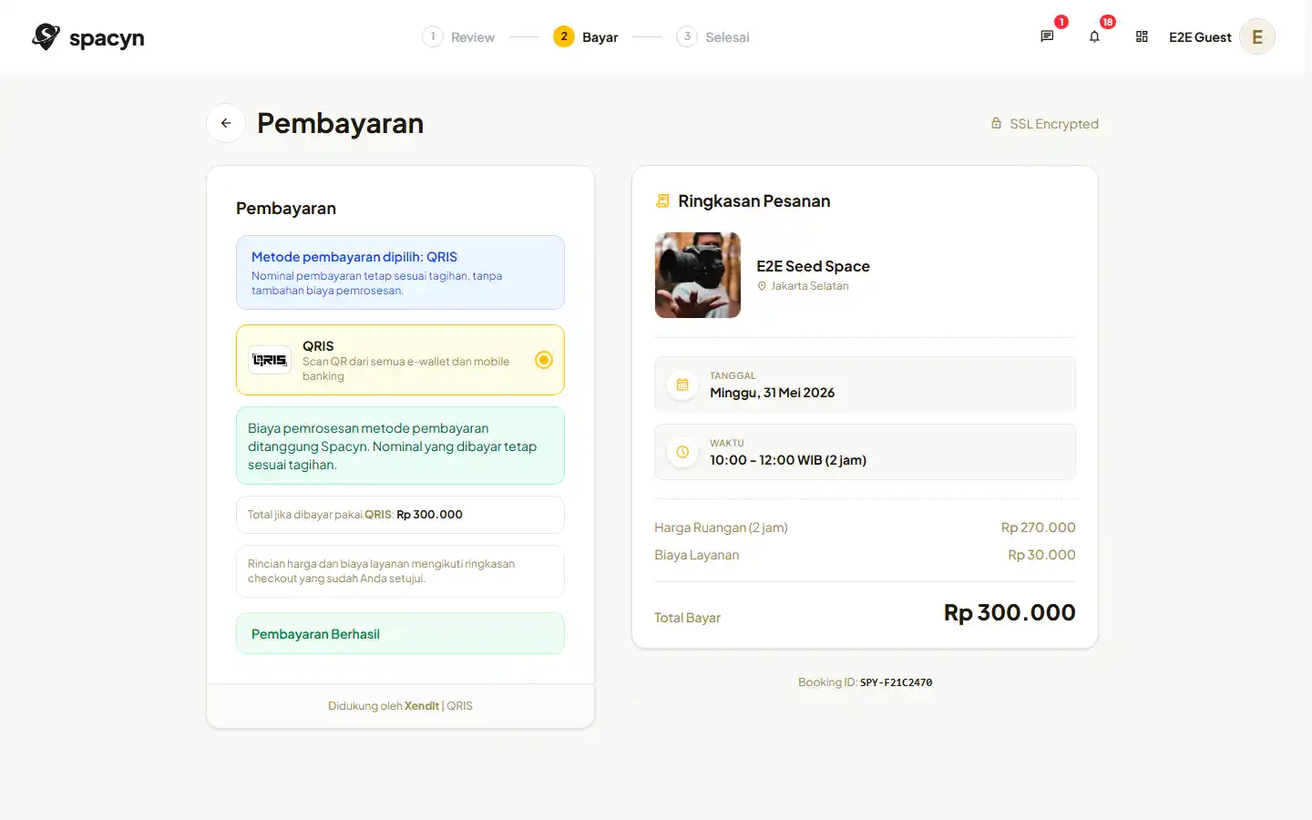 Halaman status pembayaran customer pada desktop